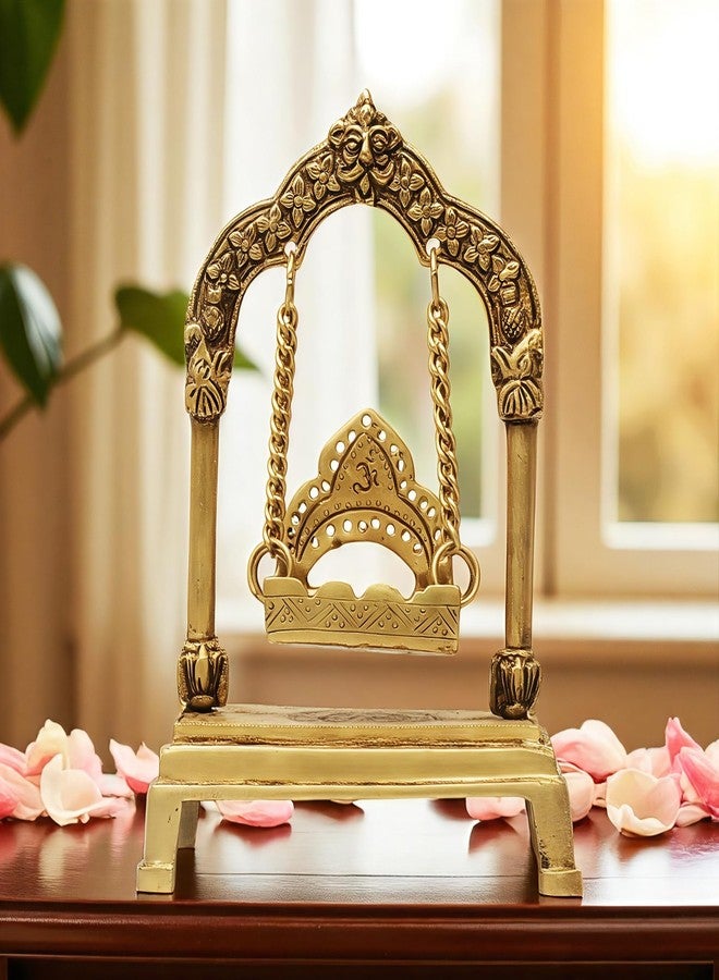 SHANTI Brass Swing Laddu Gopal Jhula، Krishna Hindola Palana، ديكور Laddu Gopal لمعبد بوجا، تماثيل العرض، هدية دينية ارتفاع المادة: - 8.27 بوصة - Image 1